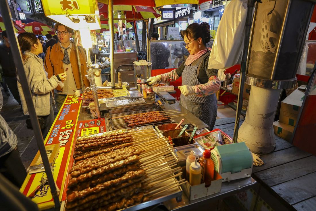 A street food stall trading in Busan