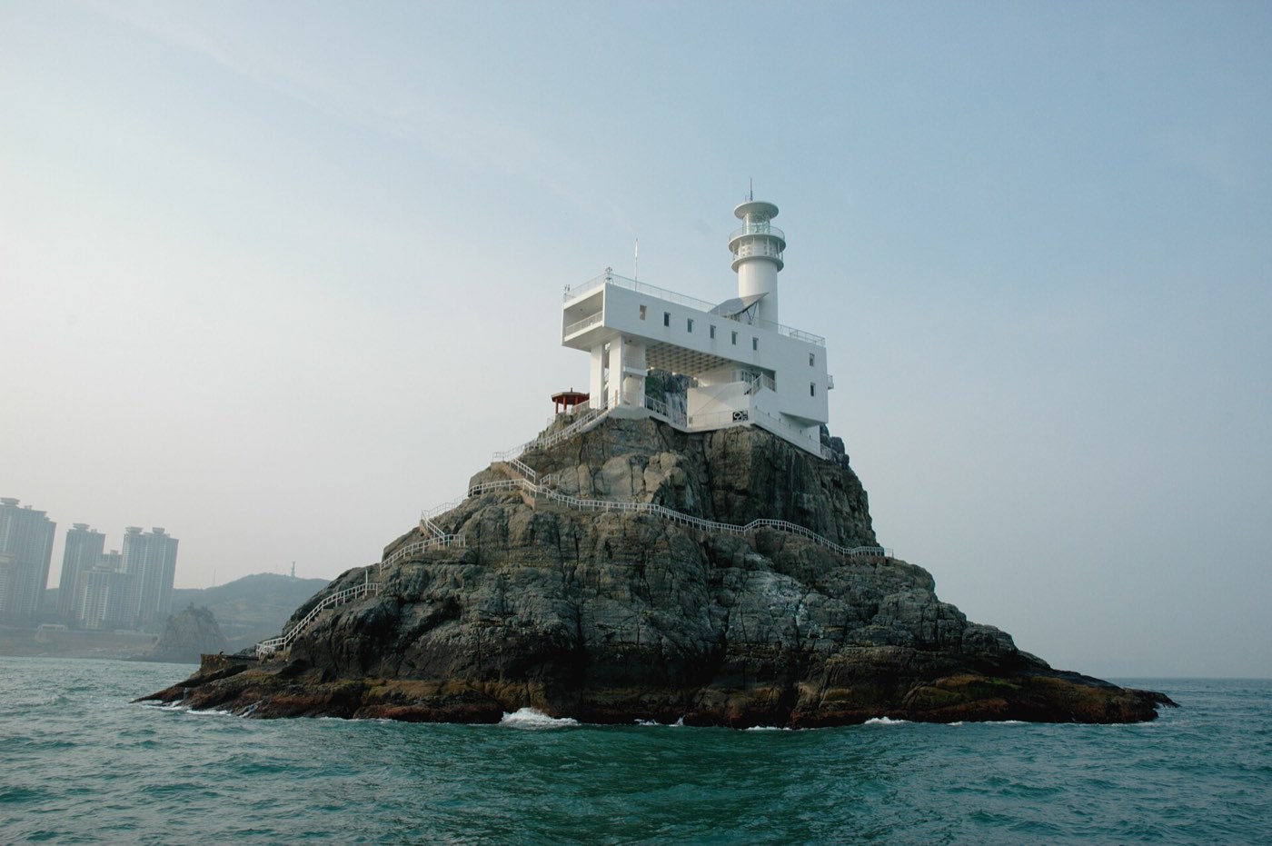 The lighthouse islet of Oryukdo off the Busan coast