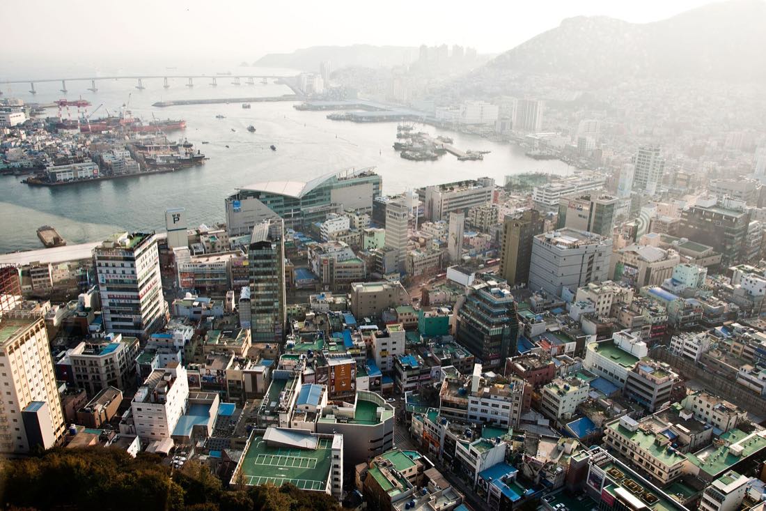 Old Busan and the port seen from the Yongdusan Park tower