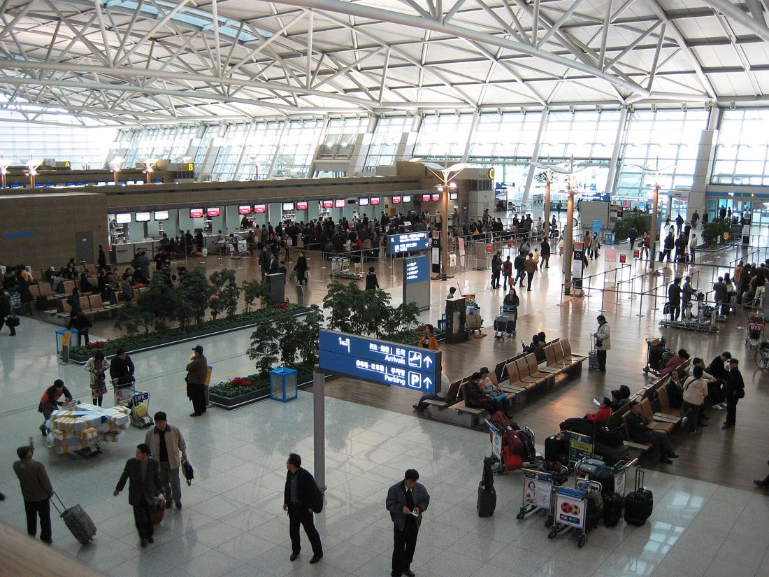 The check-in counters at Incheon International Airport